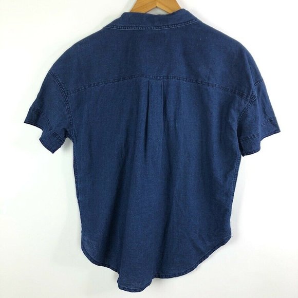 J.Crew Chambray Button Down Short Sleeve Top - Picture 3 of 5